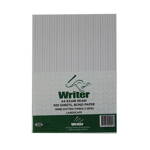 Writer A4 Exam Paper 18mm Dotted Thirds Landscape Ream of 500 Sheets