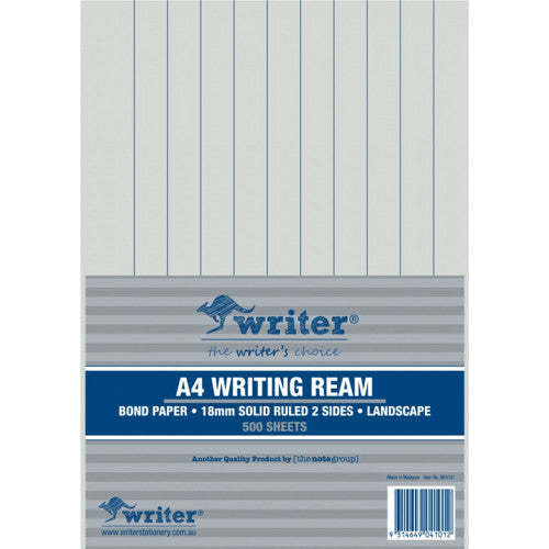 Writer A4 Exam Paper 18mm Solid Ruled Landscape Ream of 500 Sheets