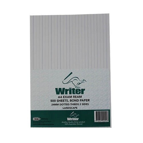Writer A4 Exam Paper 24mm Dotted Thirds Landscape Ream of 500 Sheets