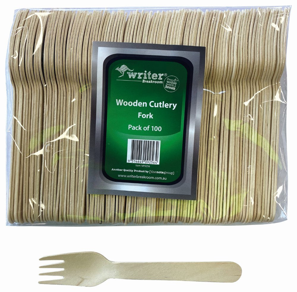 Writer Breakroom Eco Wooden Fork 160mm Birchwood Compostable Carton of 1000