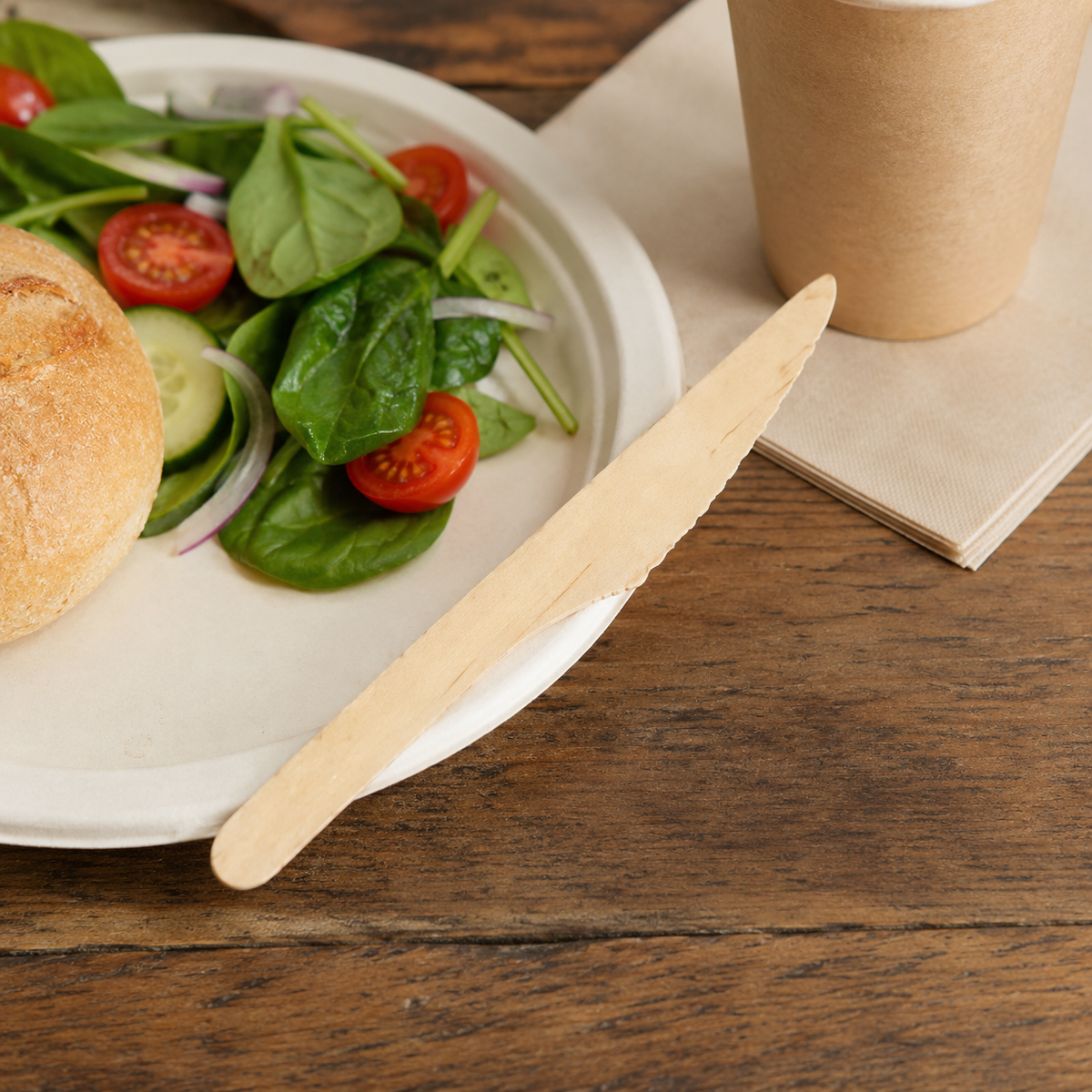 Writer Breakroom Eco Wooden Cutlery Knife 160mm Birchwood Compostable Carton of 1000