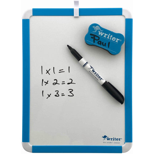 Writer Everyday Student Magnetic Whiteboard 360 x 280mm with Marker and Dog Bone Eraser Blue