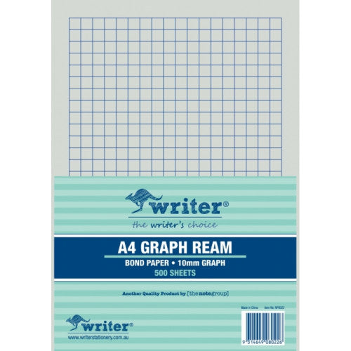 Writer A4 10mm Graph Paper Portrait Ruled One Side Ream of 500 Sheets