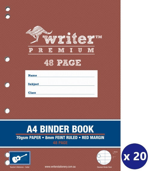 Writer Premium Binder Book A4 48 Page 8mm Ruled with Margin Guitar