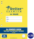 Writer Premium Binder Book A4 64 Page 8mm Ruled with Margin Piano