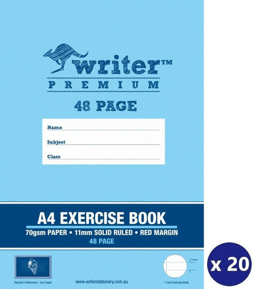 Writer Premium Exercise Book Ruled 11mm 70gsm 48pg A4 Ice Cream