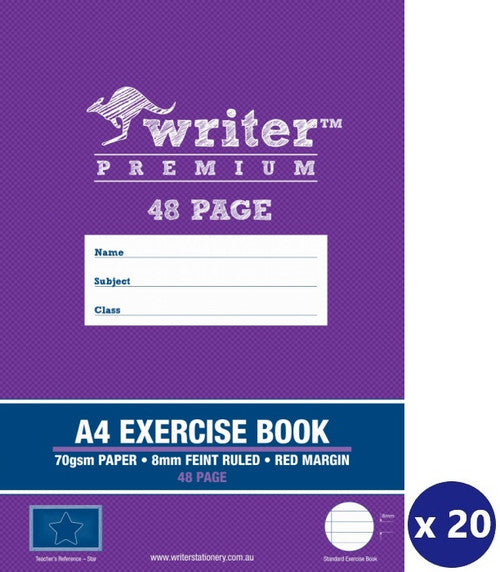 Writer Premium Exercise Book Feint Ruled 8mm 70gsm 48pg A4 Star