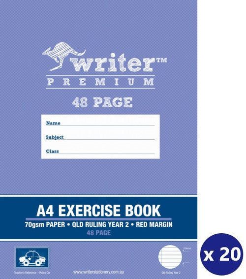 Writer Premium Exercise Book A4 48 Page QLD Year 2 Ruled with Margin Police Car