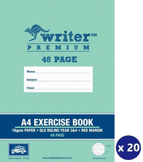 Writer Premium Exercise Book QLD Ruling Year 3/4 70gsm 48pg A4 Fire Truck