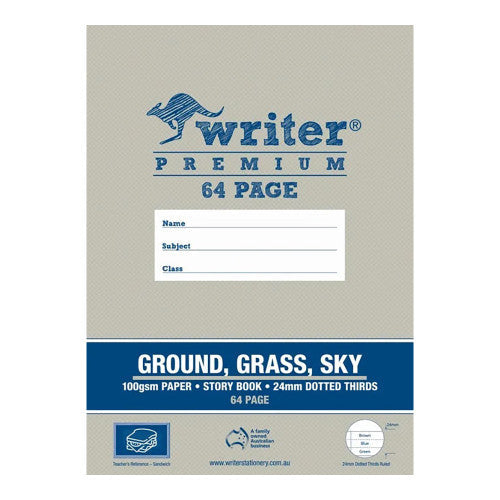 Writer Premium Story Book 330 x 240mm 64 Page Ground Grass Sky 24mm Dotted Thirds Sandwich