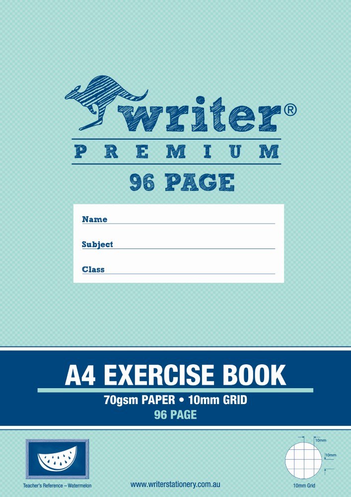 Writer Premium Grid Book 10mm 96pg A4 Watermelon