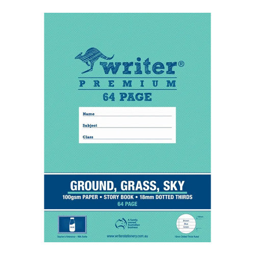 Writer Premium Ground Grass Sky Story Book 330 x 240mm 64 Page 18mm Dotted Thirds Milk Bottle