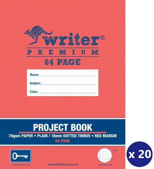 Writer Premium Project Book 330 x 240mm 64 Page Plain Plus 18mm Dotted Thirds with Margin Key