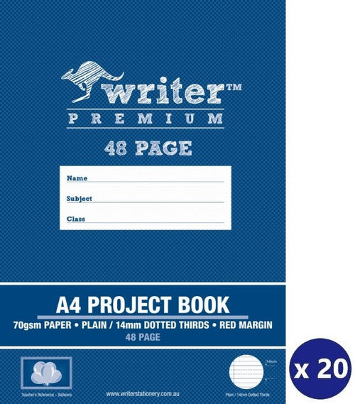 Writer Premium Project Book A4 48 Page Plain Plus 14mm Dotted Thirds with Margin Balloons
