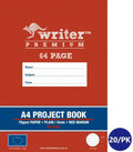 Writer Premium Project Book A4 64 Page Plain Plus 8mm Ruled with Margin Apple
