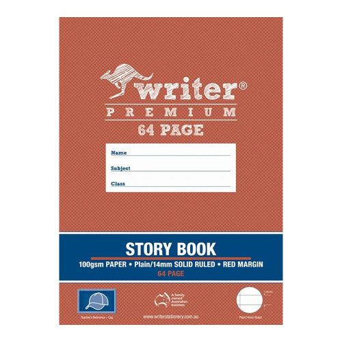 Writer Premium Story Book 330 x 240mm 64 Page Half Plain Half 14mm Solid Ruled with Margin