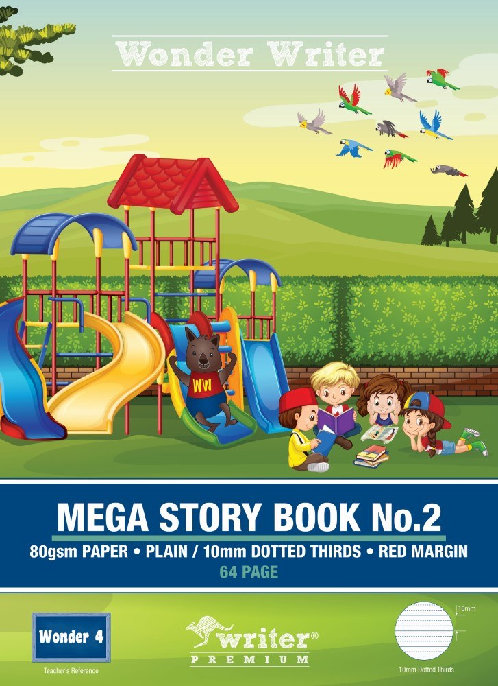 Writer Premium Wonder Writer Mega Story Book No 2 330 x 240mm 64 Page Plain Plus 10mm Dotted Thirds 80gsm