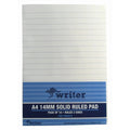 Writer Writing Pad Solid Ruled 100 Sheet A4 294 x 208mm Pack of 10