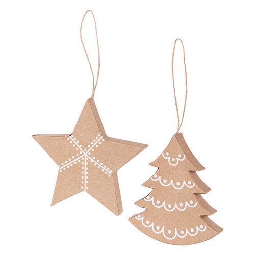 Zart 3D Tree and Star Ornaments Pack of 10