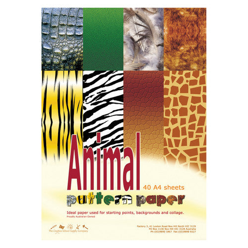 Zart Animal Pattern Papers A4 Pack of 40