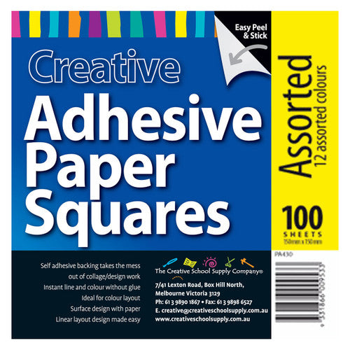 Zart Assorted Adhesive Paper Squares Pack of 100