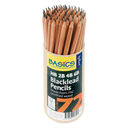 Zart Basics Blacklead Pencils Assorted Grades Pack of 72