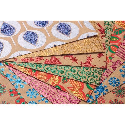 Zart Christmas Glitter Paper Assorted Pack of 40