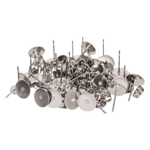 Zart Earring Posts and Studs 8mm Stainless Steel Pack of 100