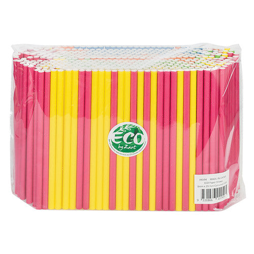 Zart Eco Paper Straws 8mm x 19.7cm Coloured Pack of 500