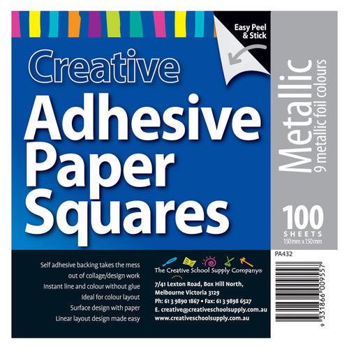Zart Metallic Adhesive Paper Squares Pack of 100