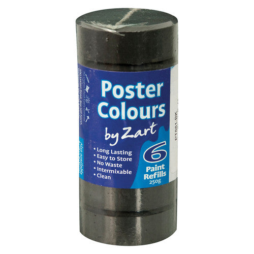 Zart Poster Colours Refill Black Pack of 6