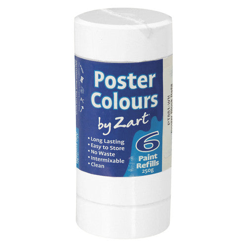 Zart Poster Colours Refill White Pack of 6