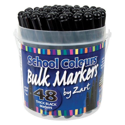 Zart School Colours Thick Markers Black Tub of 48