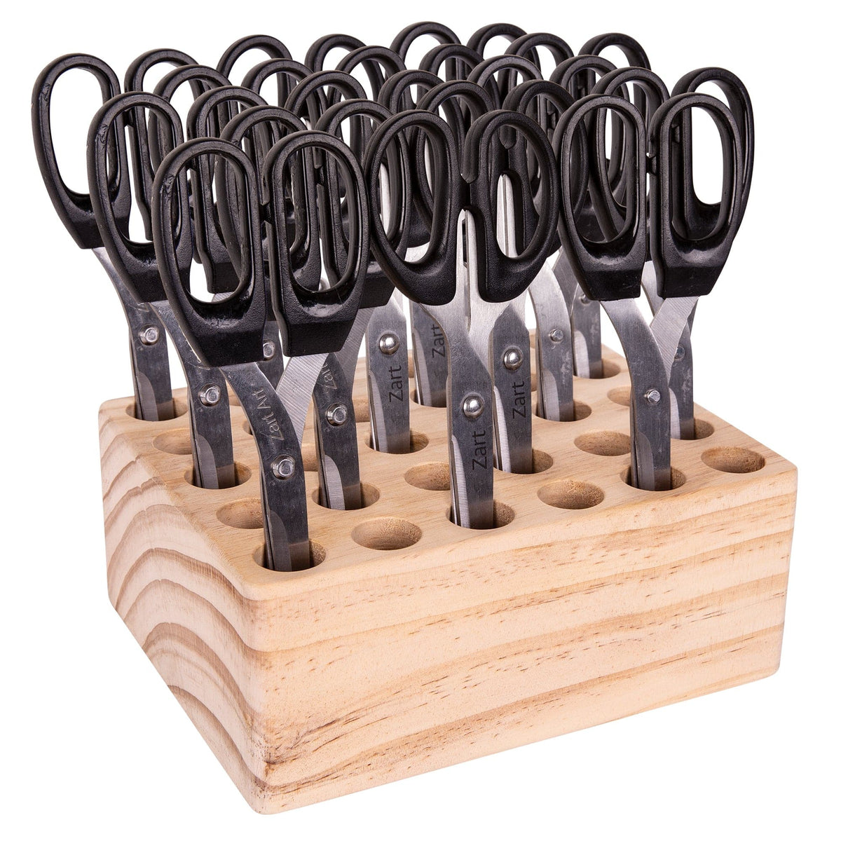 Zart Wooden Scissors Holder 30 Hole Storage Block