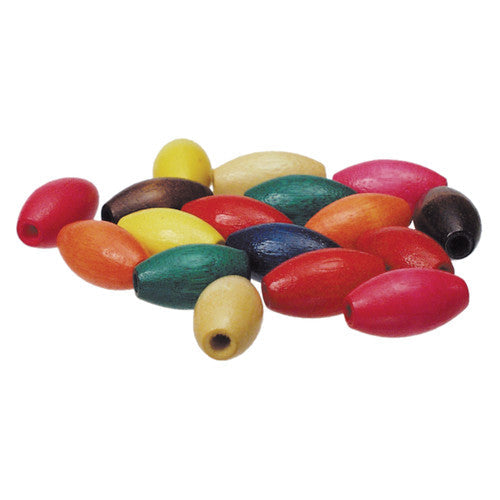 Zart Wooden Beads Oval 14 x 25mm Assorted Pack of 100