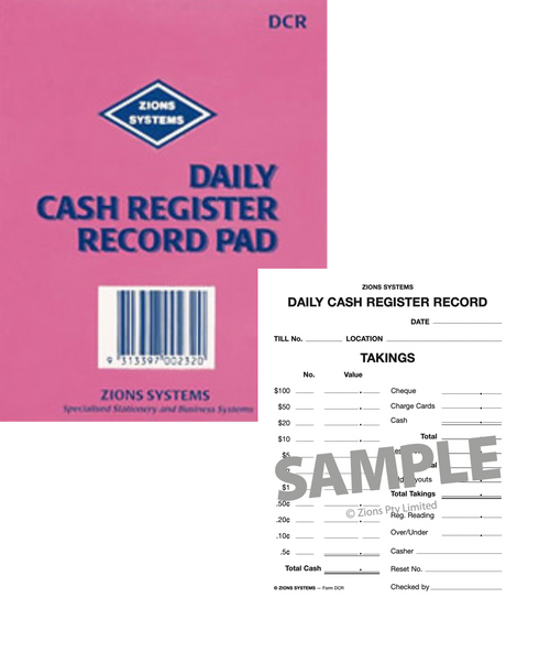 Zions Daily Cash Register Record Pad