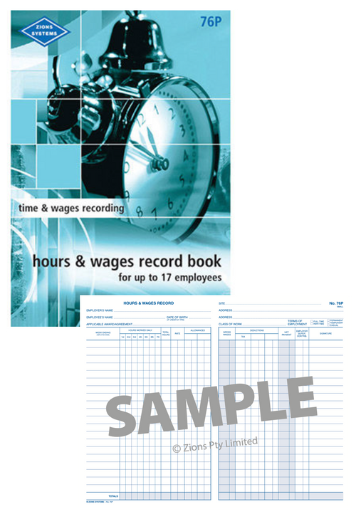 Zions Pocket Hours and Wages Record Book