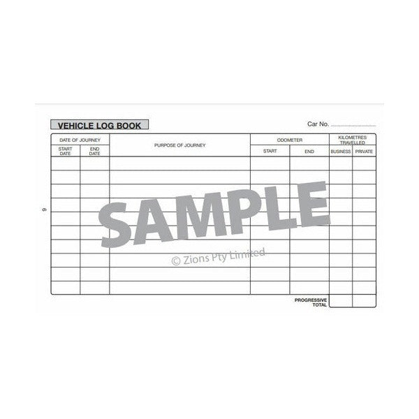 Zions Pocket Vehicle Log and Expenses Record Book