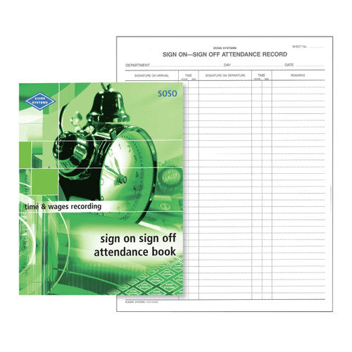 Zions Sign On Sign Off Attendance Book