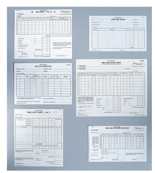 Zions Time Sheets and Cards No. 3 General Pack of 100