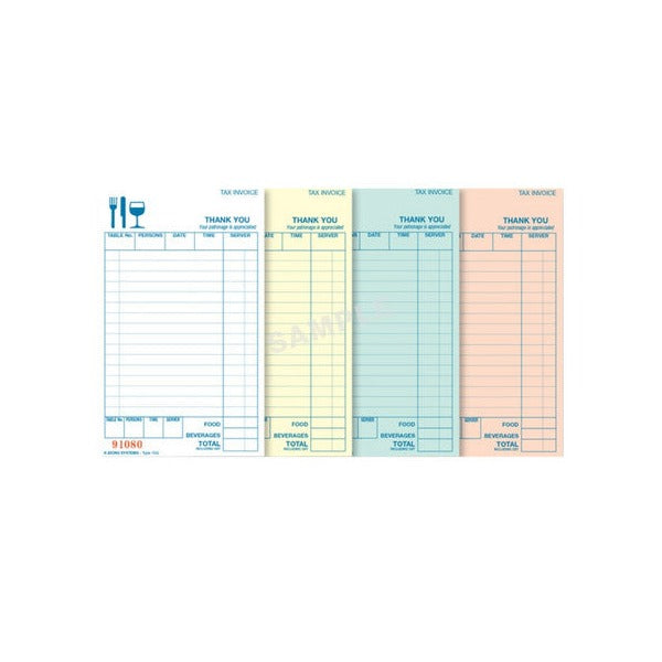 Zions Carbonless Quadruplicate Restaurant Docket Book