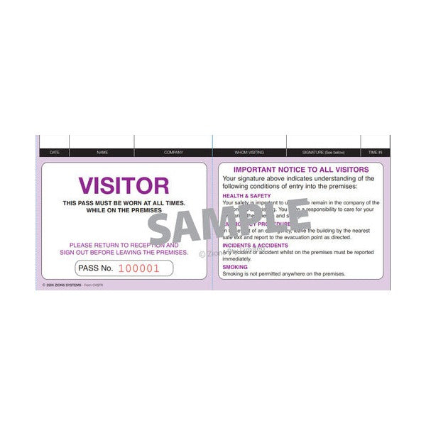 Zions Visitors Pass Kit with 250 Passes Binder and 25 Wallets