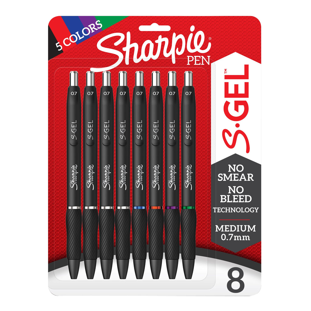 Sharpie S-Gel Retractable Pen Medium Point 0.7mm Assorted Pack of 8