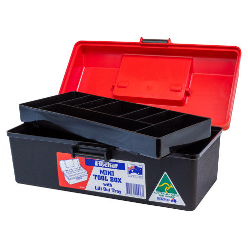 AeroCase Red and Black Plastic Tacklebox with Liftout Tray 15 x 29 x 11.5cm