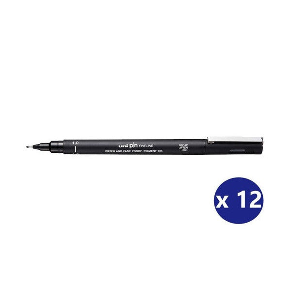 Uni Pin Fineliner 1.0mm Black Box of 12
