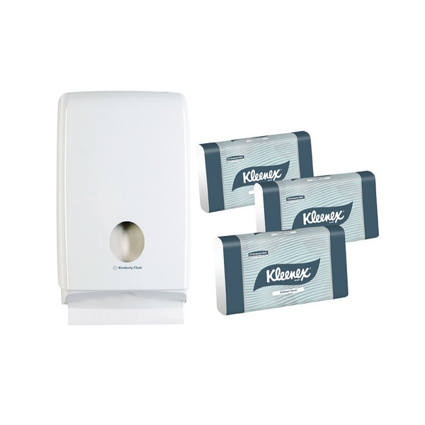 Kleenex Compact Hand Towel Starter Pack 1 Dispenser and 15 Packs