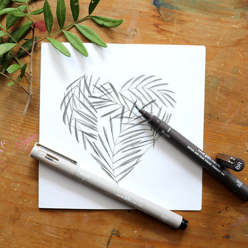 Uni Pin Brush Tip Fineliner Light Grey Box of 12