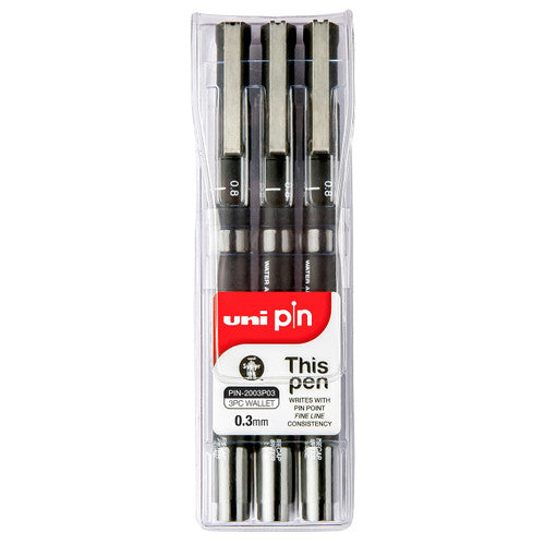 Uni Pin Fineliner 0.3mm 3 Piece Wallet