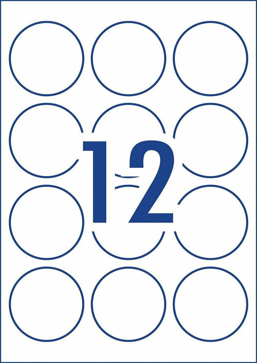 Avery Matt Round Labels L7104REV 60mm diameter 12UP Pack 120