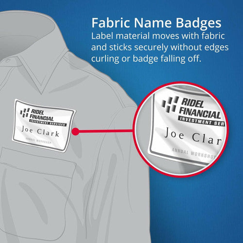 Avery Fabric Name Badge Labels L7418 55.5 x 86.5mm 120 Pack